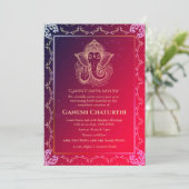 Ganesh Chaturthi Puja Roya Golden Elements Einladung (Stehend Vorderseite)