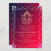 Ganesh Chaturthi Puja Roya Golden Elements Einladung (Vorne/Hinten)