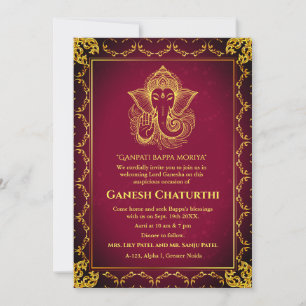 Ganesh Chaturthi Puja Roya Golden Elements Einladung