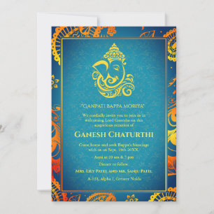 Ganesh Chaturthi Puja Roya Golden Elements Einladung