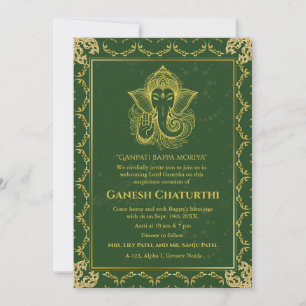 Ganesh Chaturthi Puja Roya Golden Elements Einladung