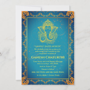 Ganesh Chaturthi Puja Roya Golden Elements Einladung