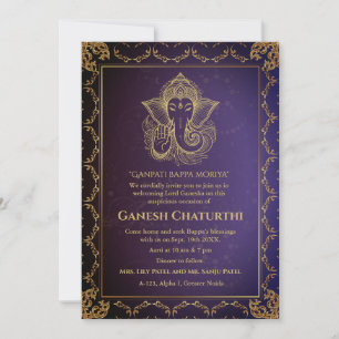 Ganesh Chaturthi Puja Roya Golden Elements Einladung