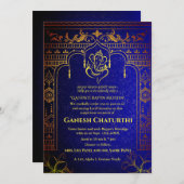 Ganesh Chaturthi Puja Roya Golden Elements Einladung (Vorne/Hinten)