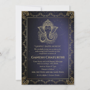 Ganesh Chaturthi Puja Roya Golden Elements Einladung