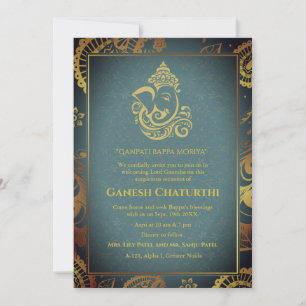 Ganesh Chaturthi Puja Roya Golden Elements Einladung
