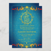 Ganesh Chaturthi Puja Roya Golden Elements Einladung (Vorne/Hinten)
