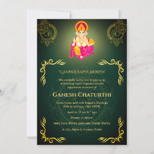 Ganesh Chaturthi Puja Roya Golden Elements Einladung