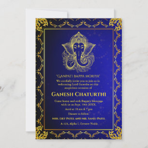 Ganesh Chaturthi Puja Roya Golden Elements Einladung