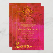 Ganesh Chaturthi Puja Royal Golden Einladung (Vorne/Hinten)