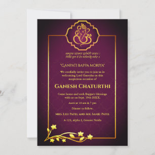 Ganesh Chaturthi Puja Royal Golden Einladung