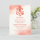 Ganesh Chaturthi Puja Sindoor Red Einladung (Stehend Vorderseite)