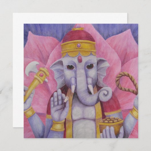 Ganesh Einladung oder flache Karte (Vorne/Hinten)