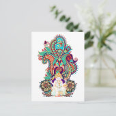 Ganesh Elephant God Colorful Paisley Postkarte (Stehend Vorderseite)
