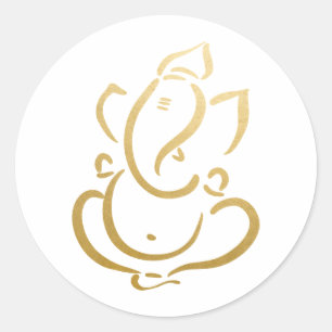 Ganesh Ganapati Indischer Gott Falsches Gold Runder Aufkleber