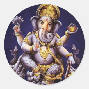 Ganesh Ganesha asiatischer Elefant-Gottheit Runder Aufkleber