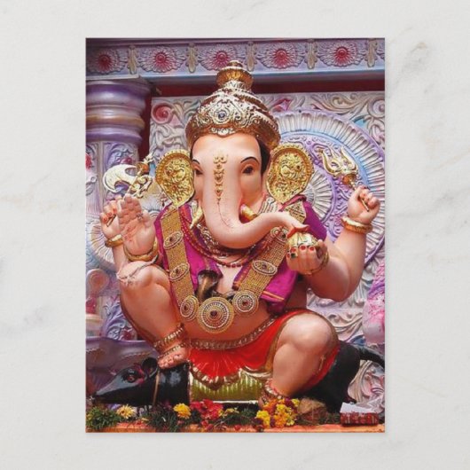 Ganesh Ganesha Hindu India Asian Elephant Deity Postkarte (Vorderseite)
