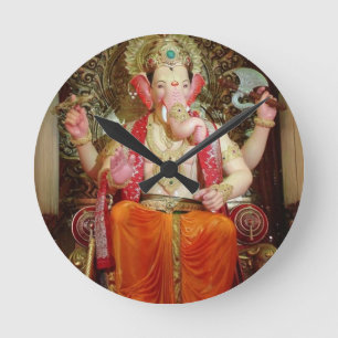 Ganesh Ganesha Hindu India Asian Elephant Deity Runde Wanduhr