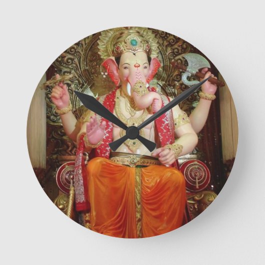 Ganesh Ganesha Hindu India Asian Elephant Deity Runde Wanduhr (Vorderseite)