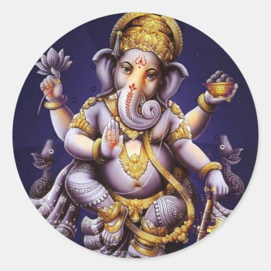 Ganesh Ganesha Hindu India Asian Elephant Deity Runder Aufkleber (Vorderseite)