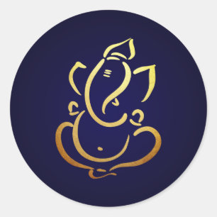Ganesh Ganpati Indian God Hindu Wedding Blue Runder Aufkleber