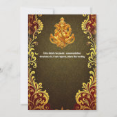 Ganesh gold grün indischen traditionellen Hindi Hi Einladung (Rückseite)