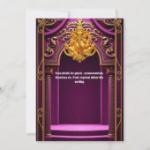 Ganesh gold lila indischer Tempelarch Hindu Einladung (Rückseite)