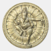 Ganesh (Golden) Runder Aufkleber (Vorderseite)