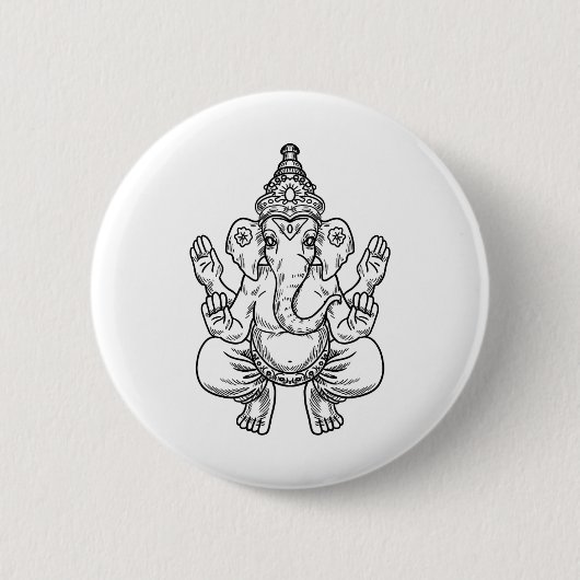 Ganesh Gott Pixel Elefant Indisches Tier Yoga Hind Button (Vorderseite)