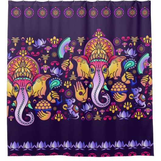 Ganesh Hindu Gott: Feierlich nahtlos Duschvorhang (Vorderseite)