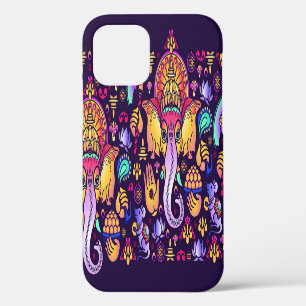 Ganesh Hindu Gott: Nahtloses Festmotiv iPhone 12 Hülle