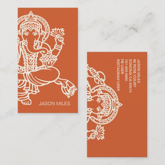 Ganesh Hindu Gott Yoga oder Meditationslehrer Visitenkarte (Vorne/Hinten)