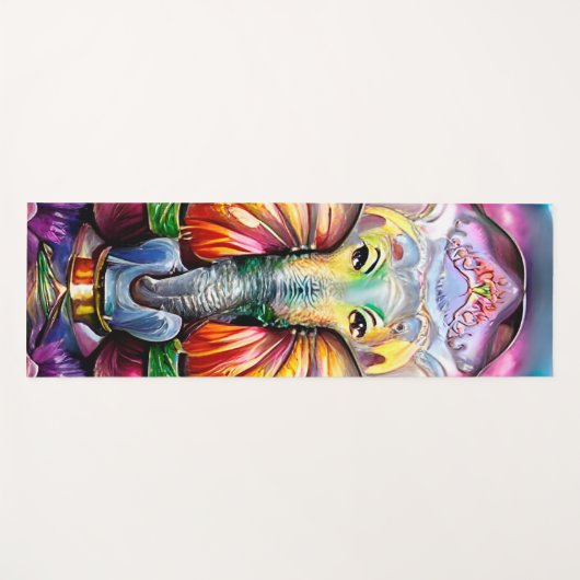 Ganesh Hindu India Elephant Bright Psychedelic Yogamatte (Vorderseite (Horizontal))