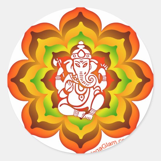 Ganesh in Lotus Runder Aufkleber (Vorderseite)