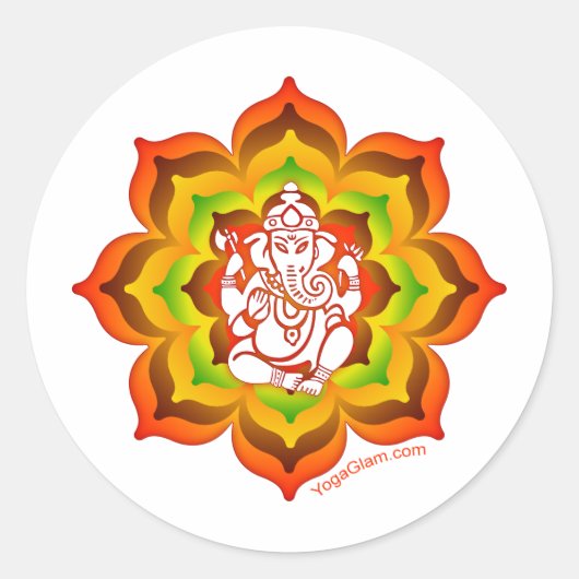 Ganesh in Lotus Runder Aufkleber (Vorderseite)