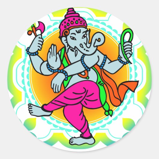 Ganesh in Rainbow farbiges Design Runder Aufkleber (Vorderseite)