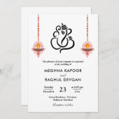 Ganesh Indian God Elegant Wedding Einladung (Vorne/Hinten)