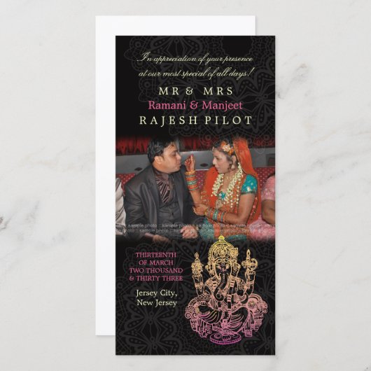 Ganesh Indian Wedding danke dir Foto Cards (Vorne/Hinten)