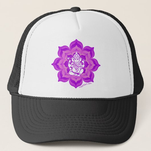 Ganesh lila Entwurf Truckerkappe (Vorderseite)