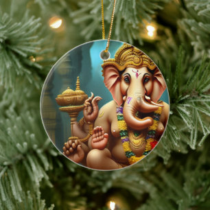 Ganesh nimmt eine Selfie Keramik Ornament