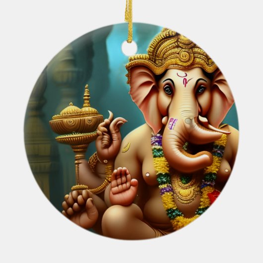 Ganesh nimmt eine Selfie Keramik Ornament (Hinten)