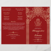 Ganesh Red Hindu Hochzeitsfeier Folded Program (Vorderseite)