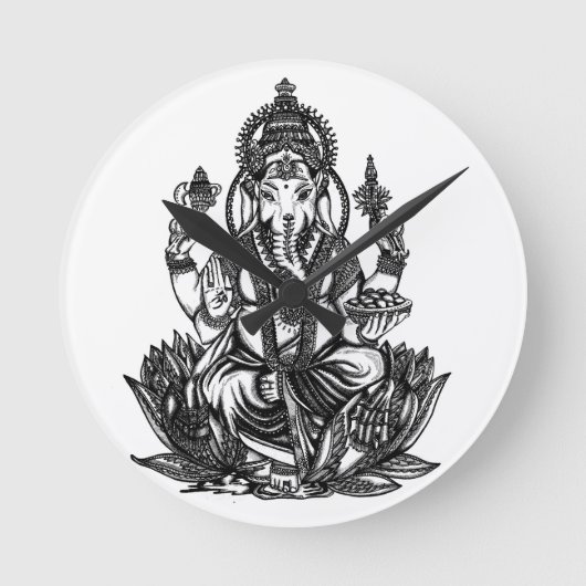 Ganesh Runde Wanduhr (Vorderseite)