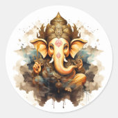Ganesh Runder Aufkleber (Vorderseite)