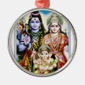 Ganesh, Shiva und Parvati, Lord Ganesha, Durga Silbernes Ornament (Vorne)