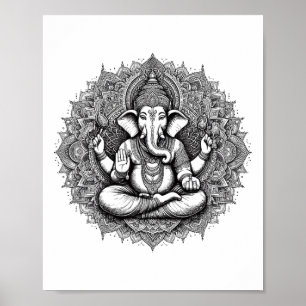 Ganesh-Symbol Yoga Hindu-Elefantengott Ganesha Puj Poster