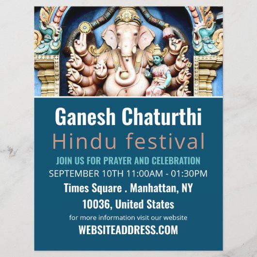 Ganesh the Hindu God, Hindu Event Advertising Flyer (Vorne)
