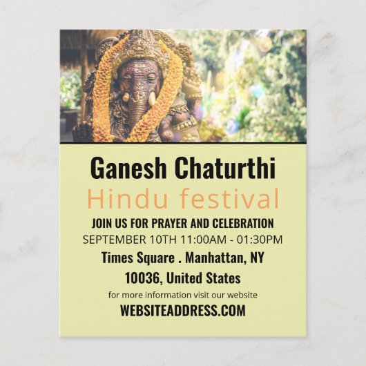 Ganesh the Hindu God, Hindu Event Advertising Flyer (Vorne)