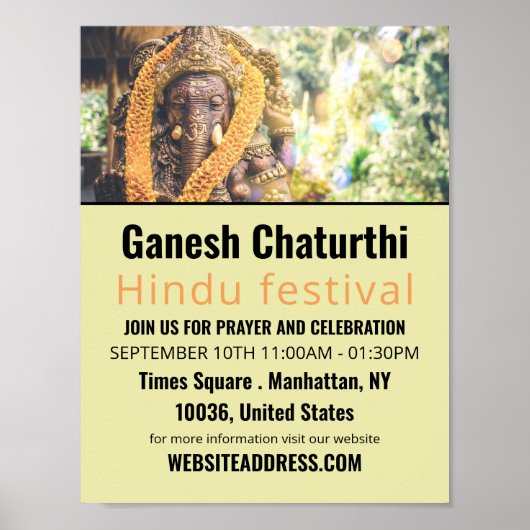 Ganesh the Hindu God, Hindu Event Advertising Poster (Vorne)