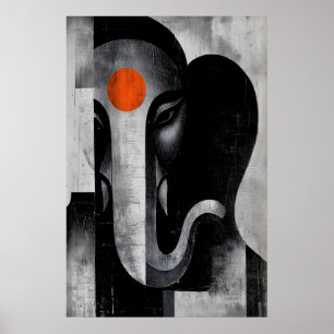 Ganesh-Wandkunst Minimalistischer Elefantenkopf -  Poster